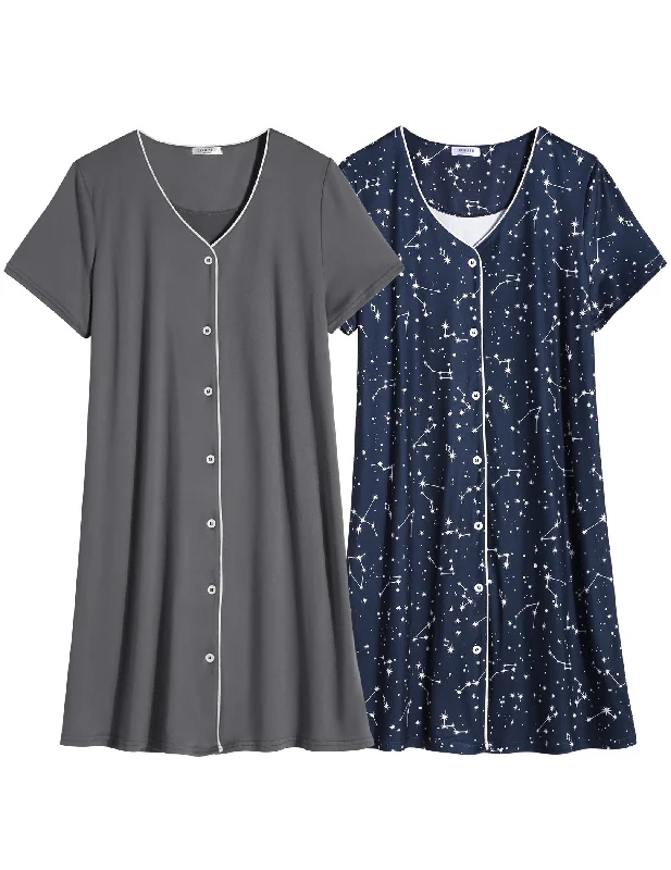 2 Pack Button Down Pajama Dress