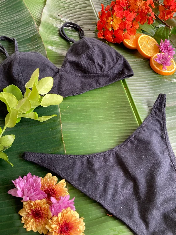 Aloha Black Hemp Bra +Panty Set