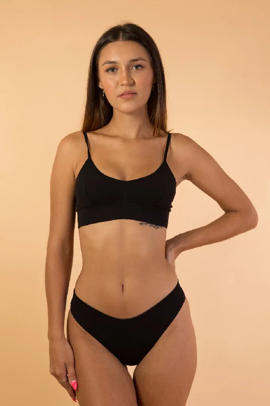 Black Bralette Cotton Lingerie Set