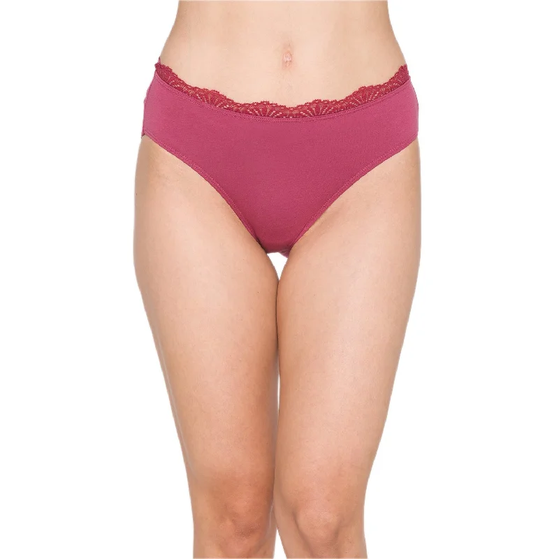 Women Solid Cotton Hipster Panty Wine