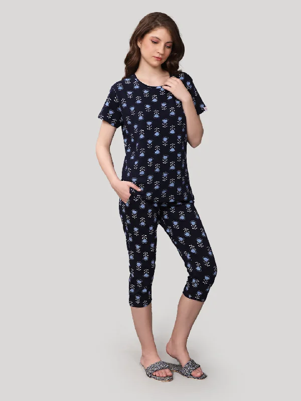 Capri set Navy 100 % Cotton