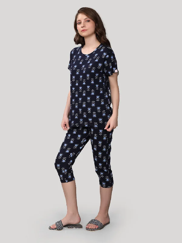 Capri set Navy 100 % Cotton