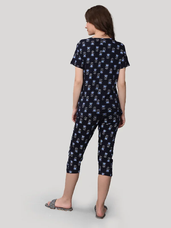 Capri set Navy 100 % Cotton