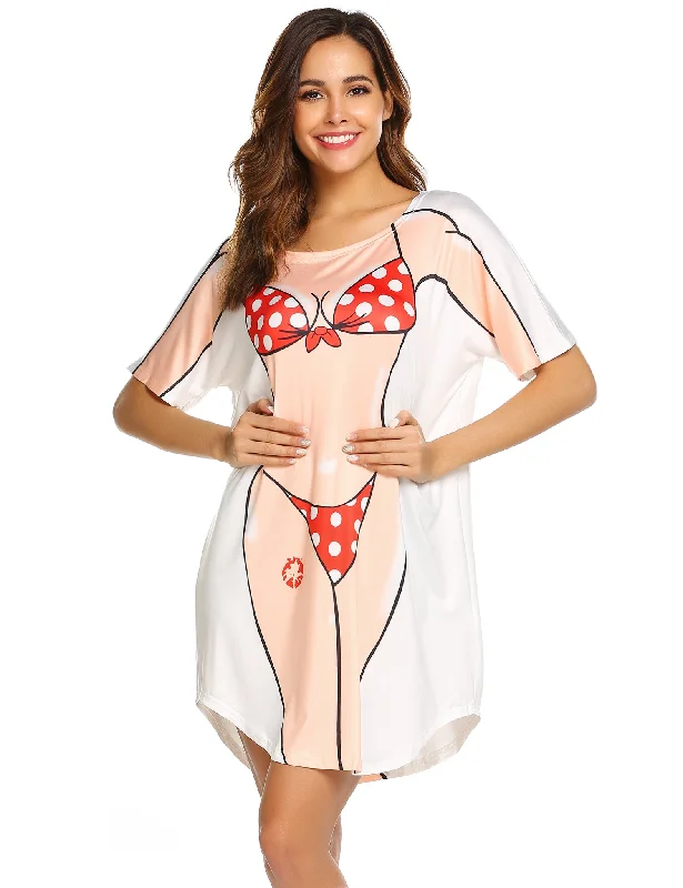 Cute Bikini Print Cover Up Swimwear