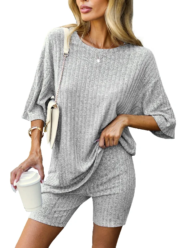 Ekouaer Knit Pajamas 2 Piece Lounge Sets