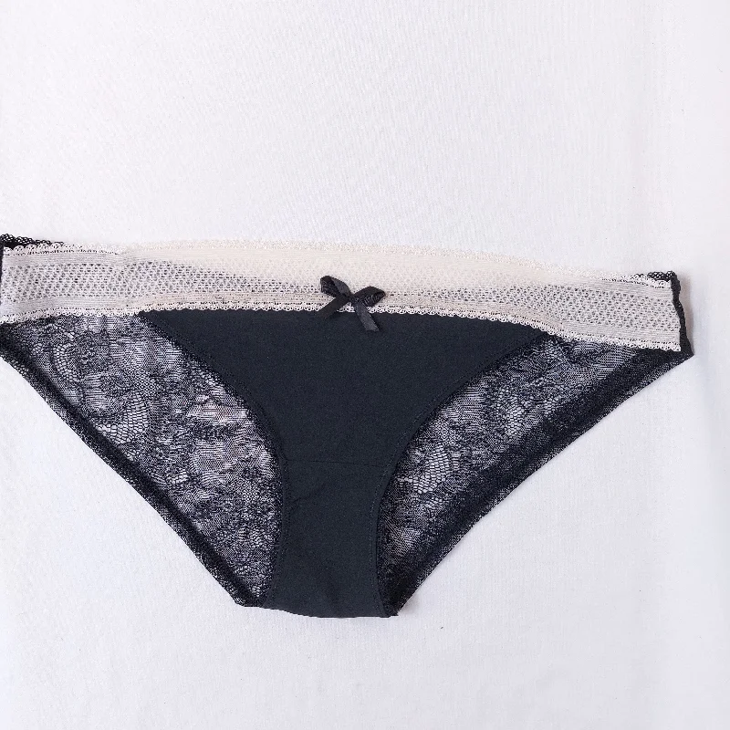 Black Cream Lace Brief Knickers 3xPairs