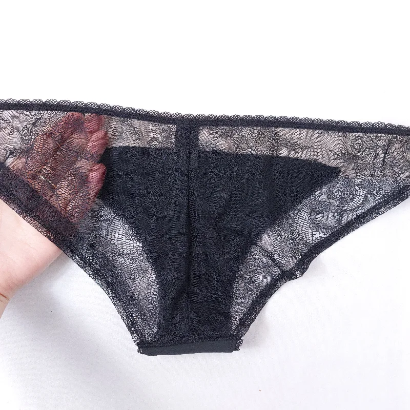 Black Cream Lace Brief Knickers 3xPairs