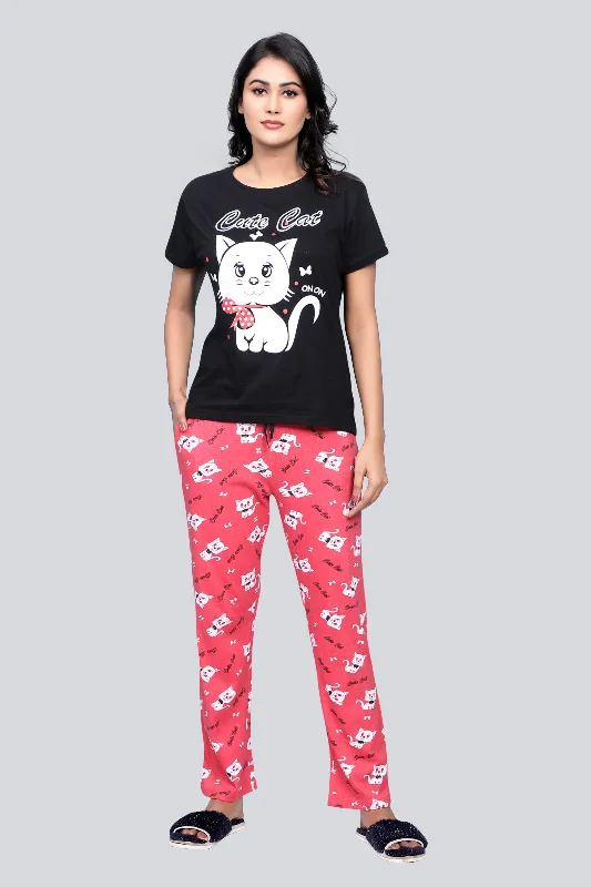 Pajama set Black 100 % cotton