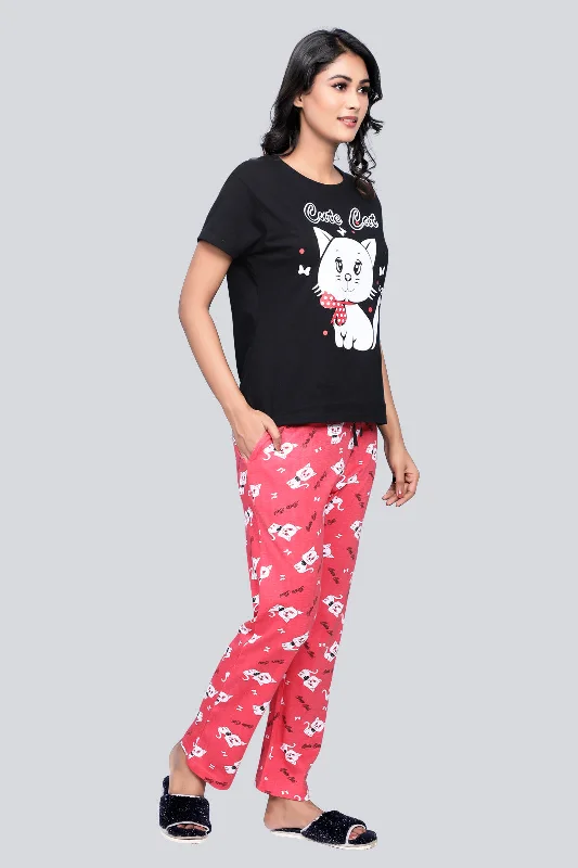 Pajama set Black 100 % cotton