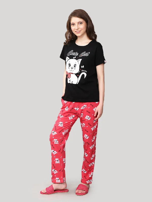 Pajama set Black 100 % cotton