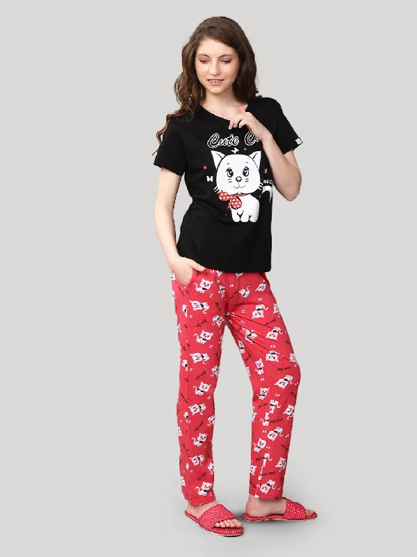 Pajama set Black 100 % cotton