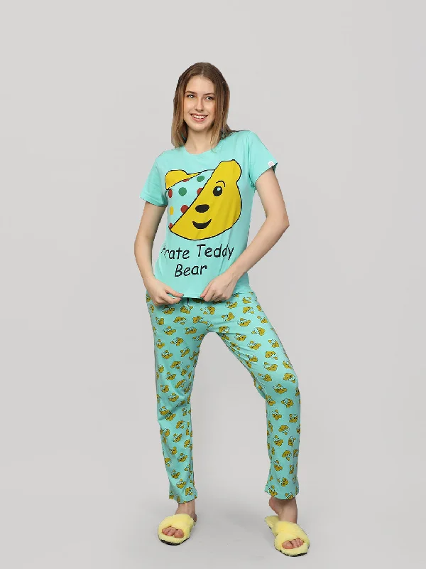 Pajama set Green 100% Cotton