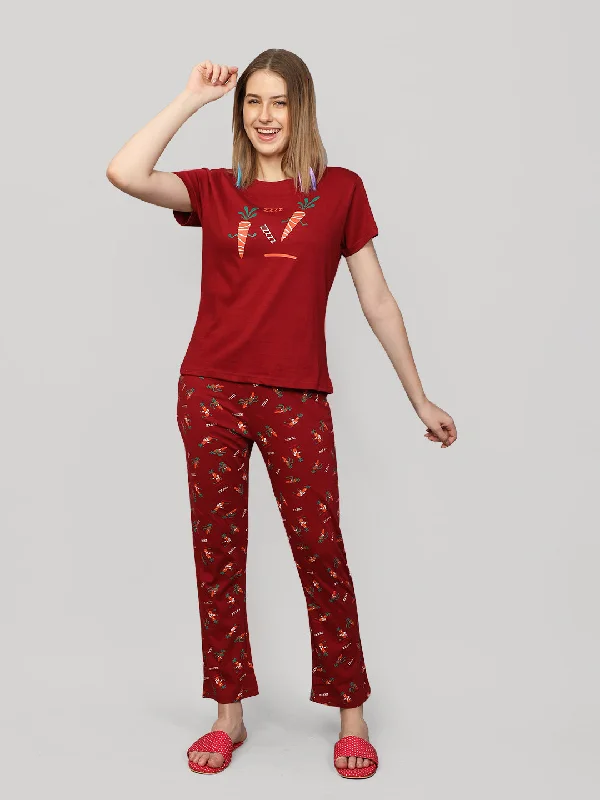 Pajama set Maroon 100% Cotton