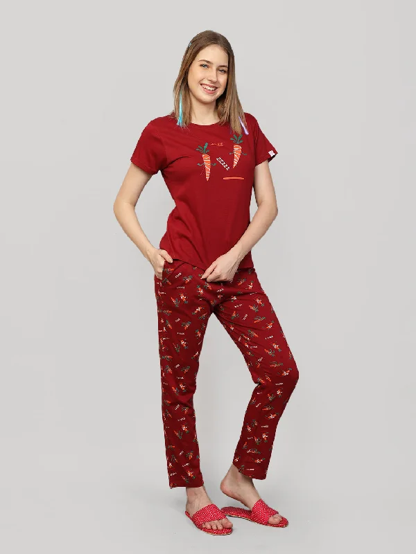 Pajama set Maroon 100% Cotton