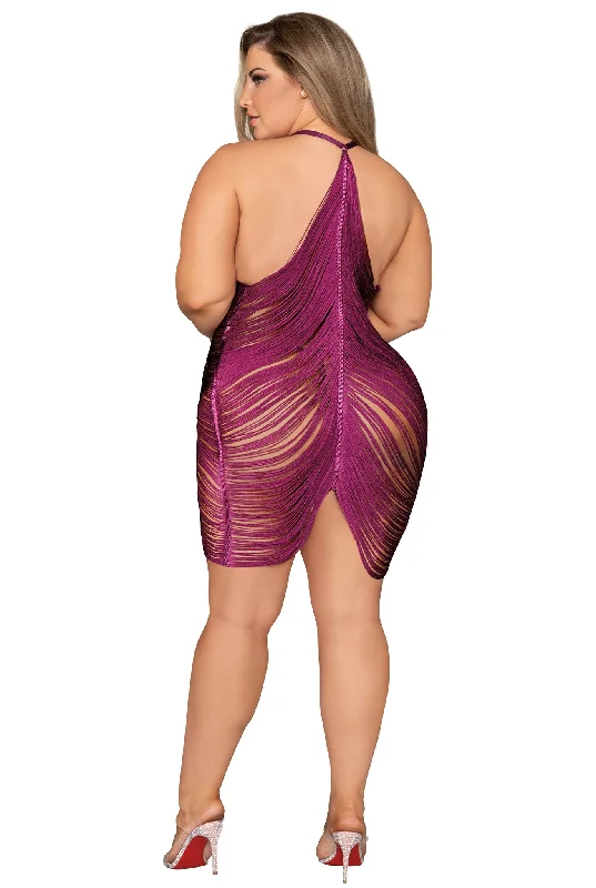 Plus size delicate, draped fringe chemise