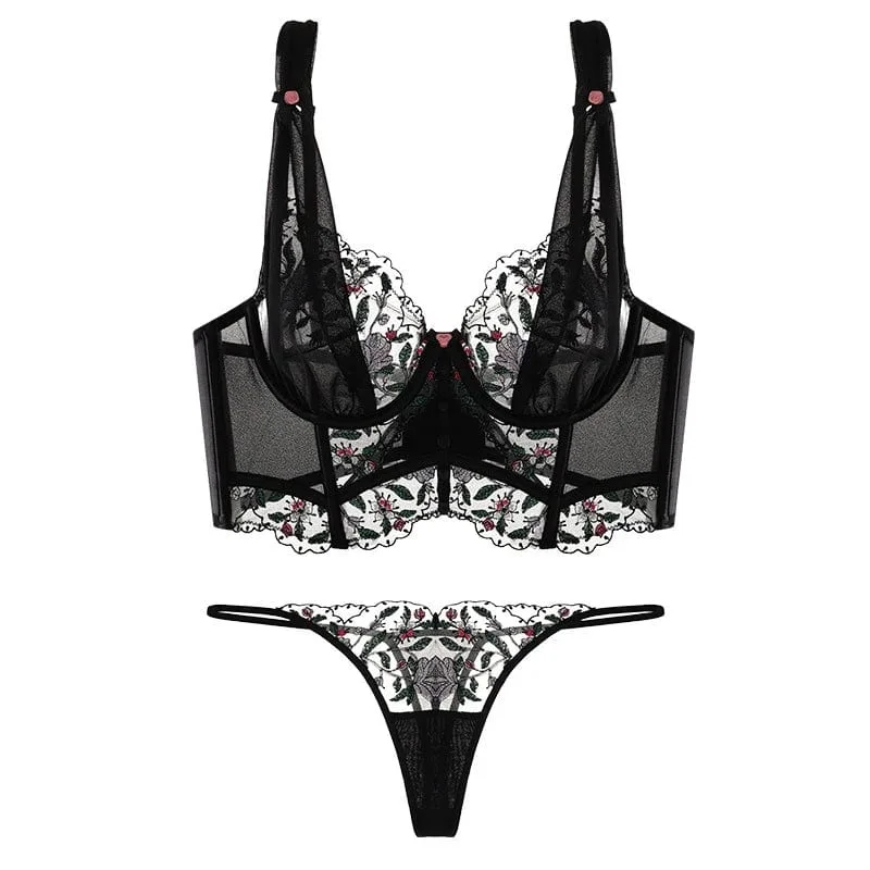 Rylie Fashion Mesh Transparent Bra and G-String Set