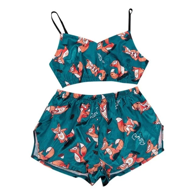 Two Piece Set Sexy Animal Pattern Pajama Set