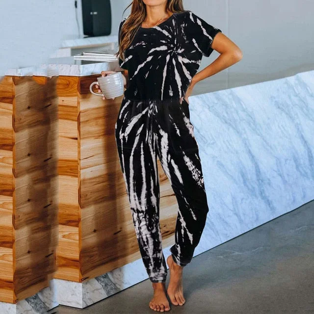 Women Pajamas Set Tie Dye Women's Pajamas Lounge Wear Homewear Suit Loungewear Set Women Sleep Wear Sleepwear Pajamas For Women