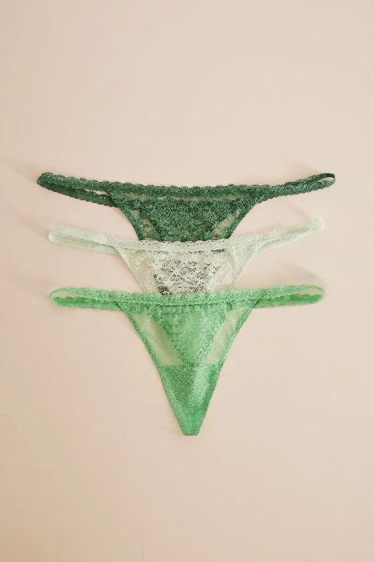 Pack of 3 lace thongs