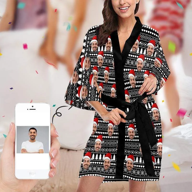 Custom Face Pajama Robe Women's Christmas Nightgown with Pictures