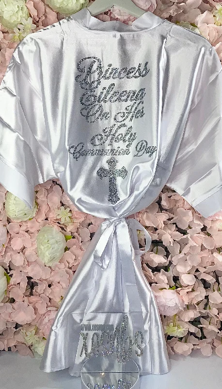 Kids | Personalised Satin Robes | White