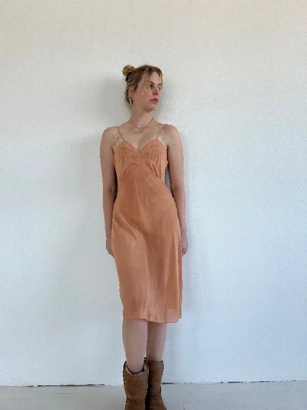 Hand Dyed Fallen Leaf Brown Silk Slip