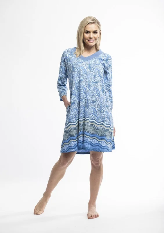 JAIPUR PAISLEY 3/4 SLEEVE KNITTED NIGHTIE