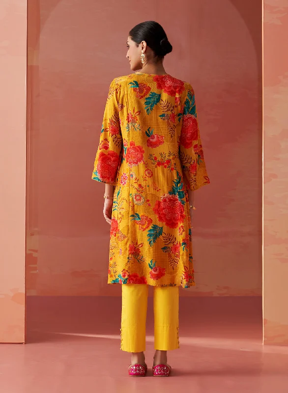 Noorani Mustard Printed Kurta