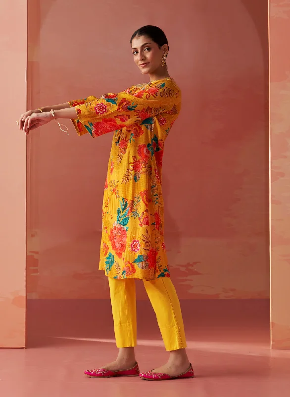 Noorani Mustard Printed Kurta