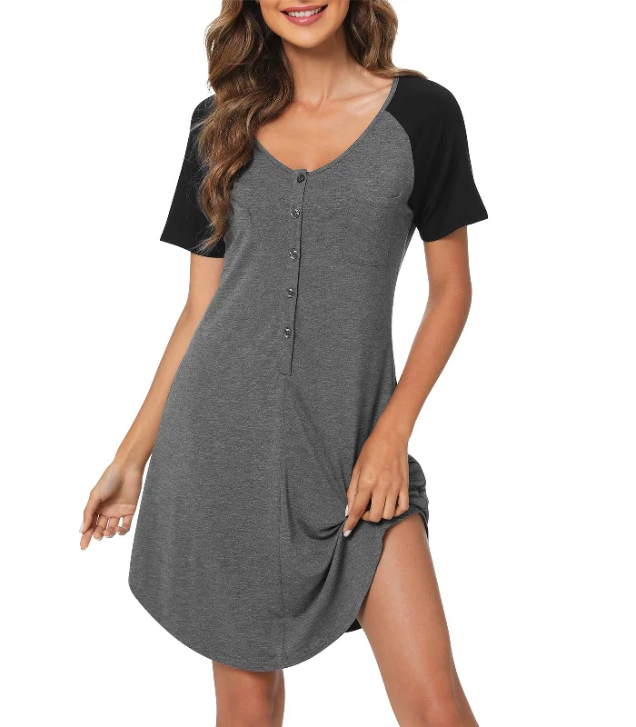 WiWi Soft Bamboo Nightgowns for Women Button Down Sleepshirt