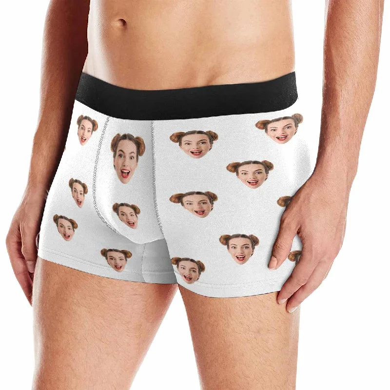 Custom Mens Boxer Briefs with Funny GF Face Personalized Photo Printed Love Novelty Underwear Gifts for Valentine's Day