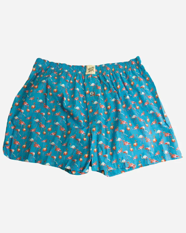 Men's Flamingo Boxer Shorts - Flamingo Blue