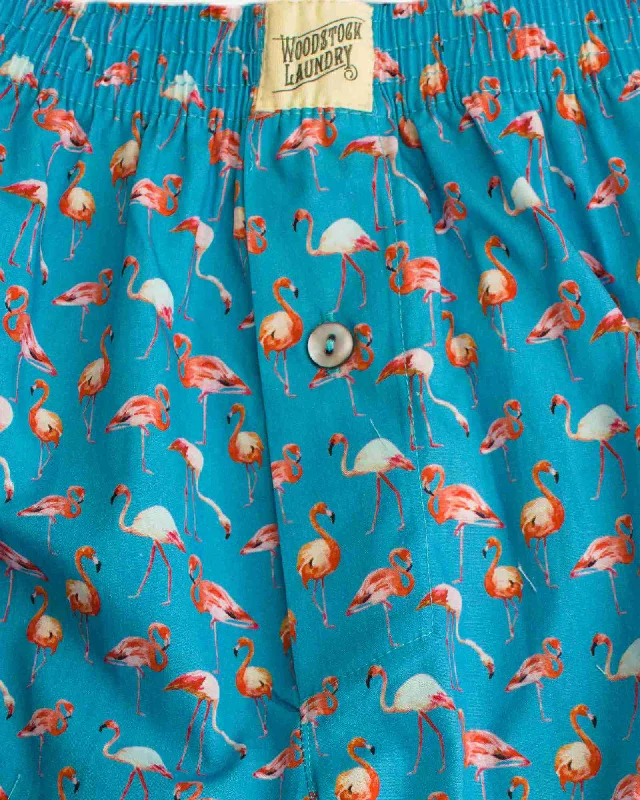 Men's Flamingo Boxer Shorts - Flamingo Blue