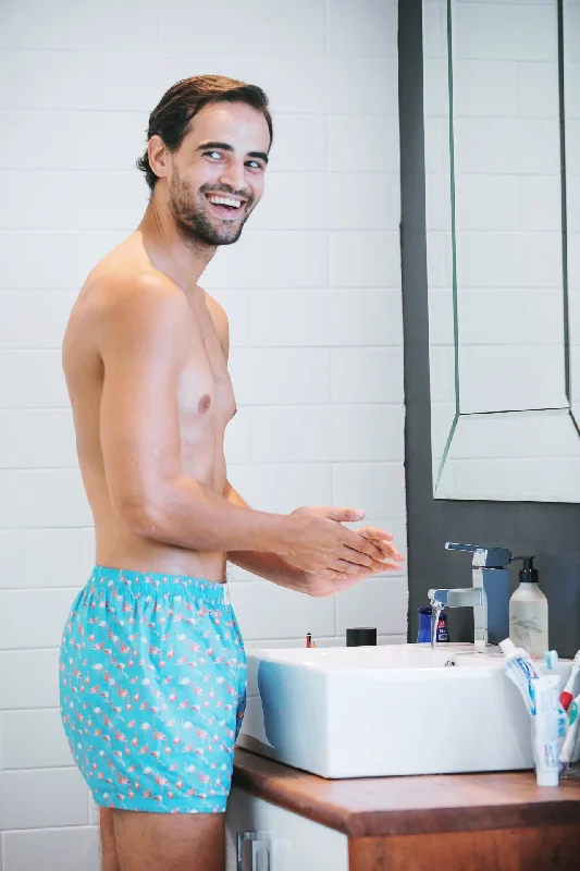 Men's Flamingo Boxer Shorts - Flamingo Blue