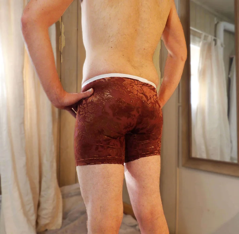 Mostly Sheer Velvet Essential Boxer Briefs in Deep Red