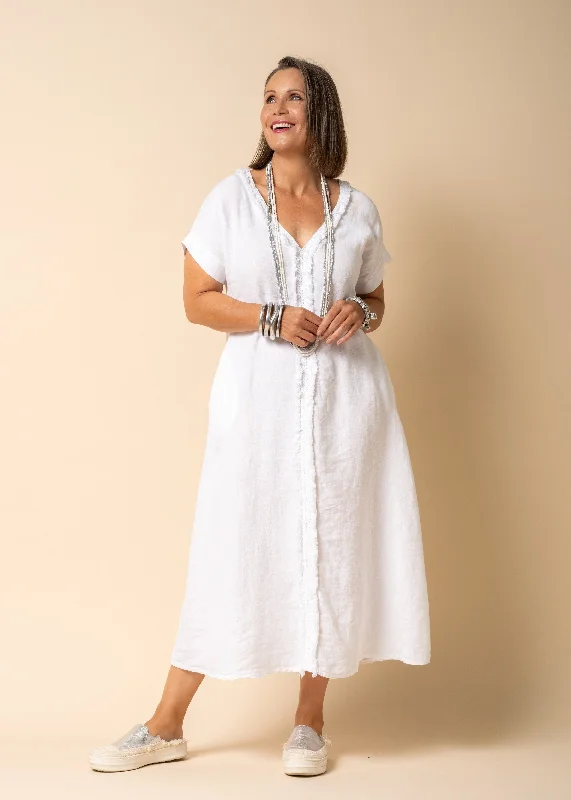 Bindy Linen Dress in White