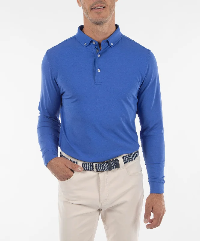 Signature Liquid Cotton Button-Down Collar Long-Sleeve Polo