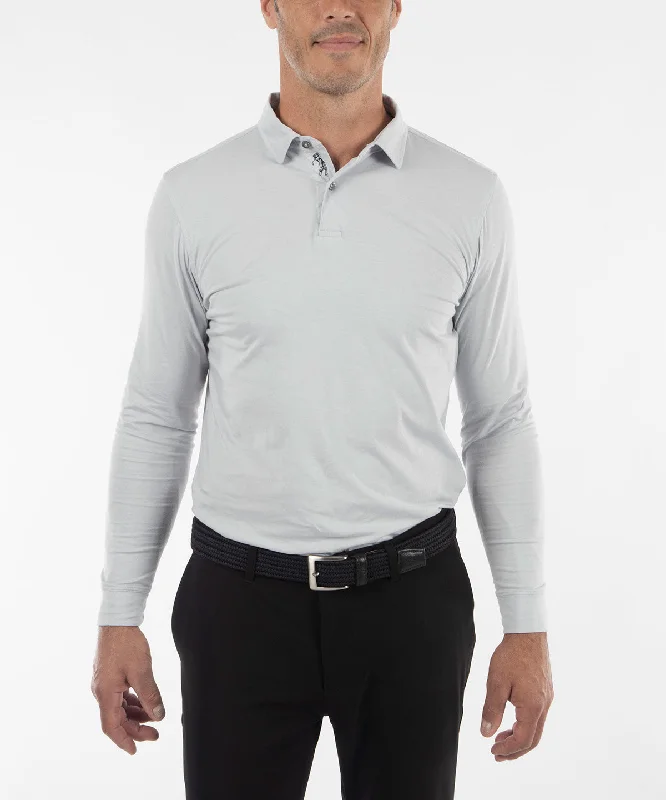 Ultra-Light Peruvian Cotton Long-Sleeve Polo Shirt