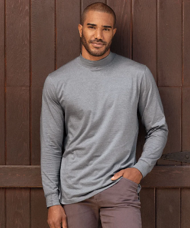 Liquid Stretch Cotton Long-Sleeve Mock Neck Shirt