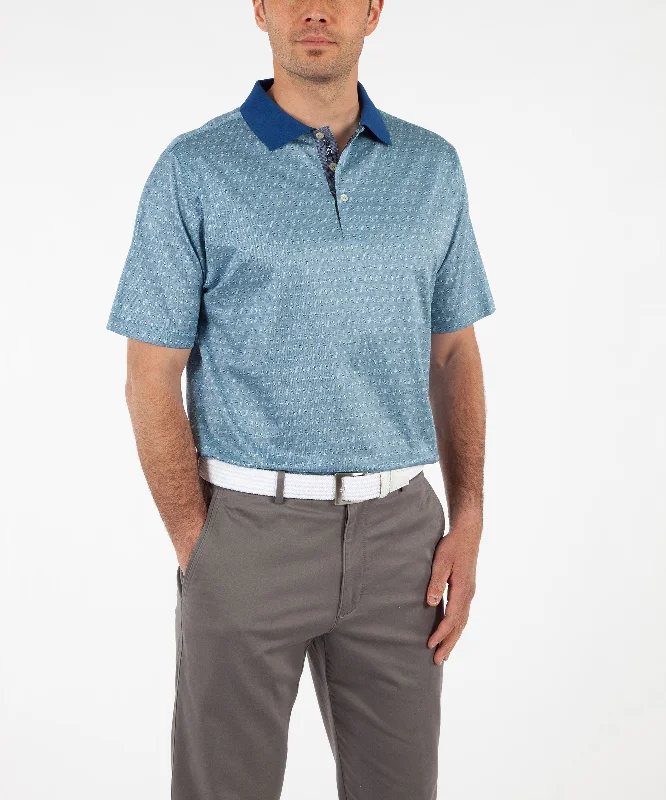 Heritage Luxe 100% Italian Cotton Jacquard Squares Polo Shirt