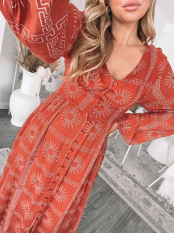 Pharsa Dress - Rust Print