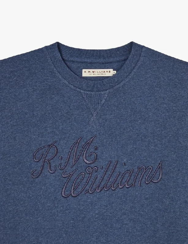 RMW Script Crew Neck Fleece - Dark Blue Marle