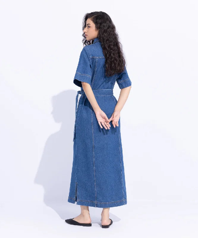 Denim Dress With Belt