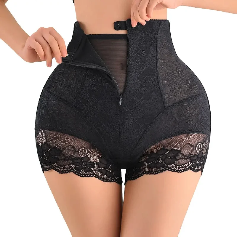 HLS Seamless Hi-Waist Lace Trim Shaper Panties.