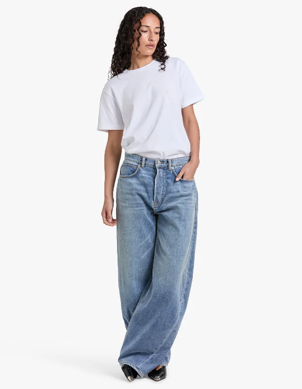 Oversized Rounded Low Rise Jean Brushed Denim - Washed Light Blue 458A