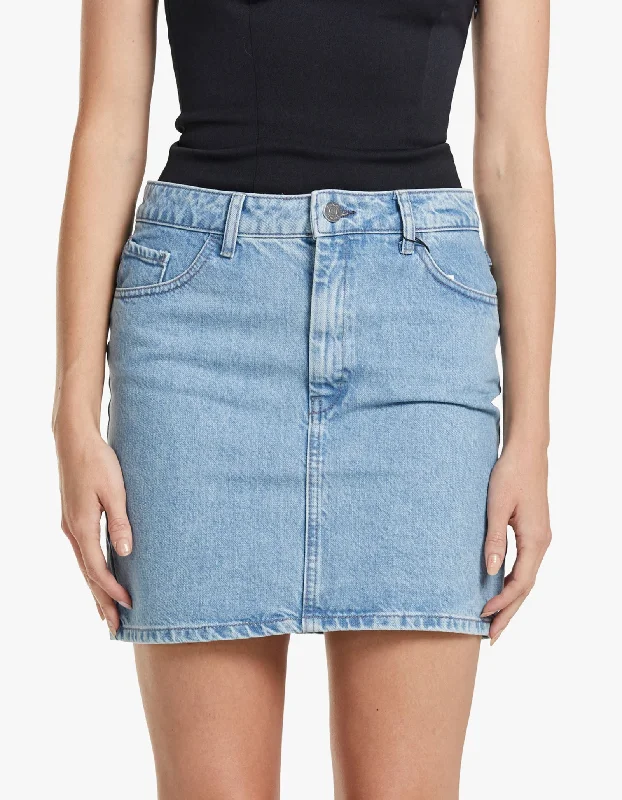 LeiaGZ Mw Mini Skirt - Washed Mid Blue