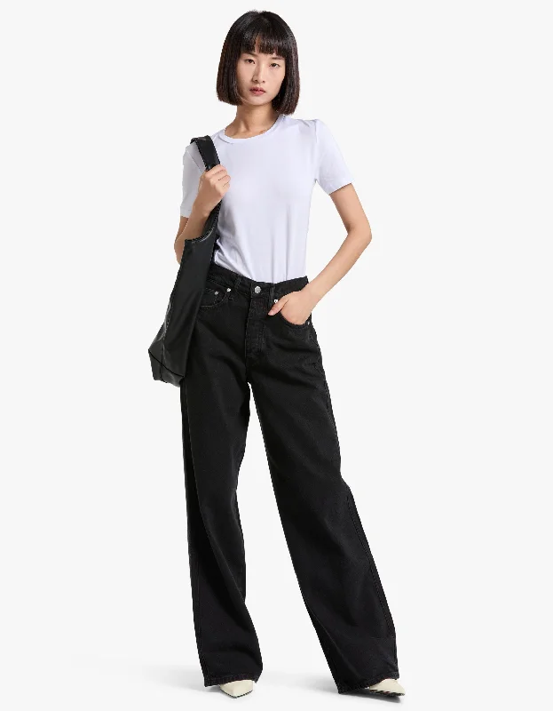 Mid Rise Wide Leg - Washed Black