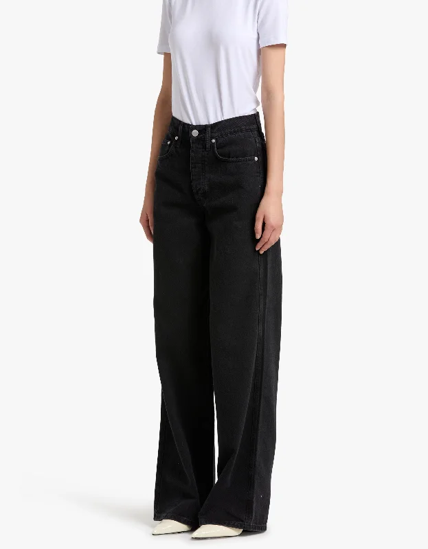 Mid Rise Wide Leg - Washed Black