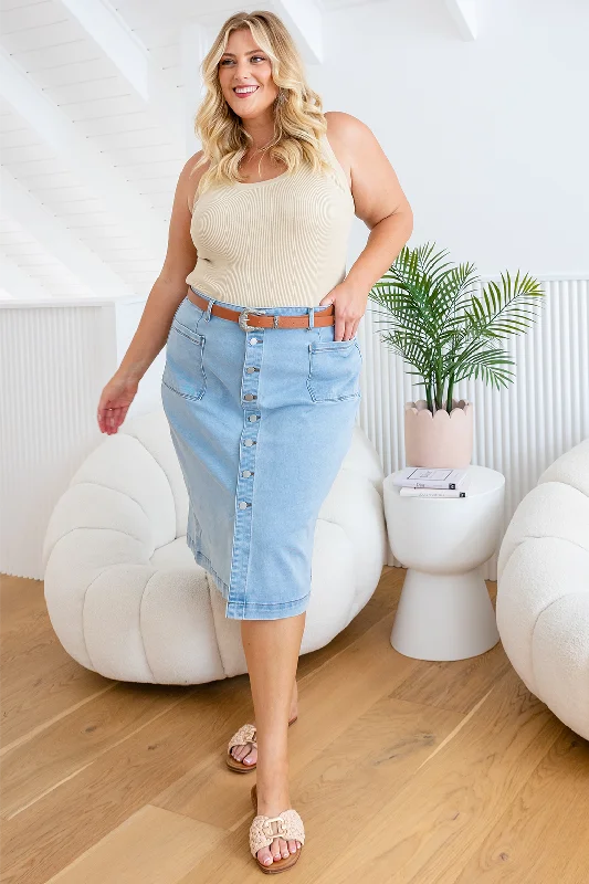 Ruby Denim Skirt Light Blue Wash