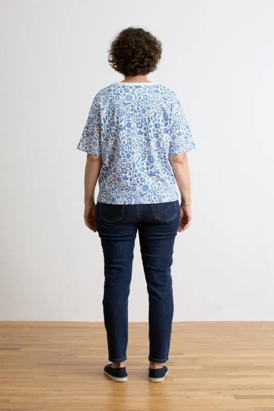 Women's Mia Top - Dutch Floral Delft Blue